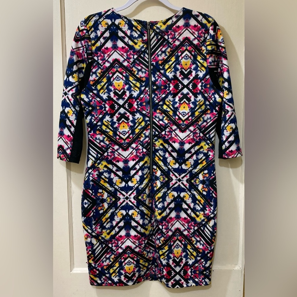 Material Girl Illusion Sheath Dress Junior Women’s XL Artsy Stretch Mesh Sleeve - Picture 8 of 11
